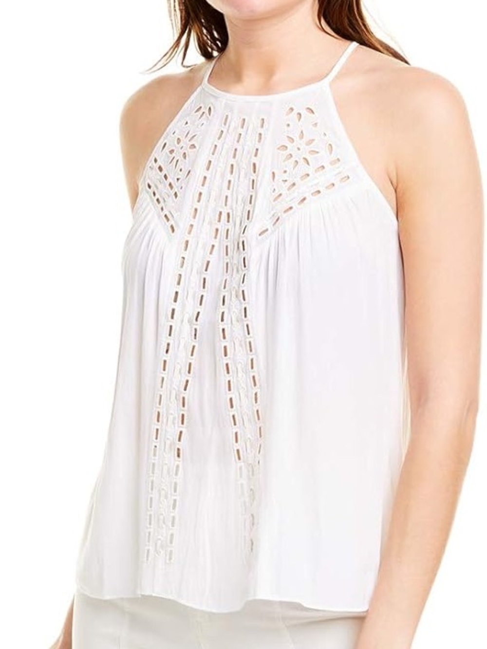 Ramy Brook Women’s Carolyn Eyelet Tank Top Ivory Lightweight Size Large